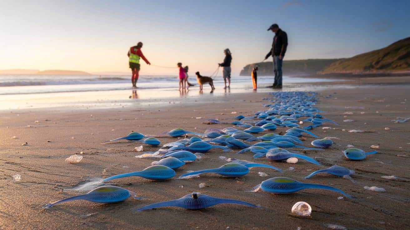 Thousands of 'blue' jellyfish wash up on Cornish beaches